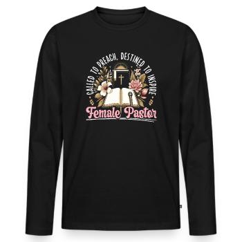 Pasteur Jésus-Christ - T-shirt manches longues Premium bio Homme - noir - Devant - Nico (187cm)