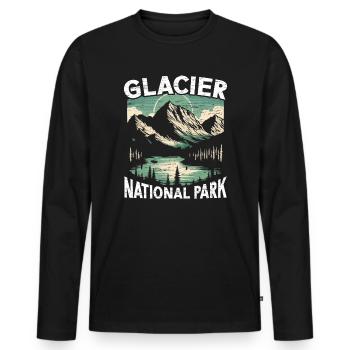 Glacier National Park Outdoor Tours USA America - Men's Premium Organic Long Sleeve Shirt - black - Front - Nico (187cm)