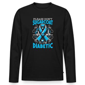 Sensibilisation au diabète DT1 insuline diabétique de type 1 - T-shirt manches longues Premium bio Homme - noir - Devant - Nico (187cm)