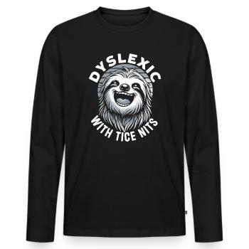 Mois de la sensibilisation à la dyslexie - T-shirt manches longues Premium bio Homme - noir - Devant - Nico (187cm)
