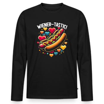 Amateur de hot-dogs Restauration rapide Saucisses gastronomiques - T-shirt manches longues Premium bio Homme - noir - Devant - Nico (187cm)