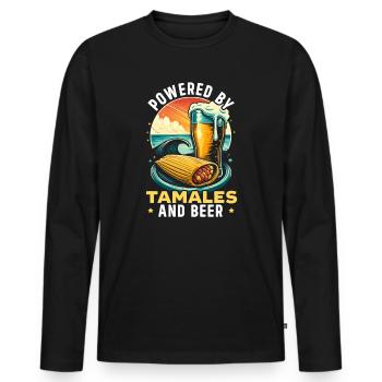 Mesoamerikanisches Gericht Tamales, Mexikanischer - Männer Premium Bio Langarmshirt - Schwarz - Vorne - Nico (187cm)
