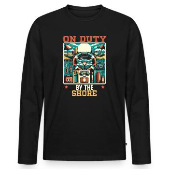 Maître-nageur-sauveteur-métier Sur la plage - T-shirt manches longues Premium bio Homme - noir - Devant - Nico (187cm)