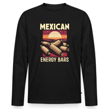 Mesoamerikanisches Gericht Tamales, Mexikanischer - Männer Premium Bio Langarmshirt - Schwarz - Vorne - Nico (187cm)