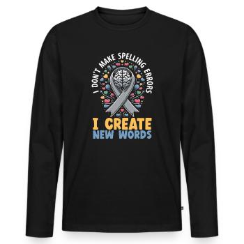 Mois de la sensibilisation à la dyslexie - T-shirt manches longues Premium bio Homme - noir - Devant - Nico (187cm)