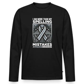 Mois de la sensibilisation à la dyslexie - T-shirt manches longues Premium bio Homme - noir - Devant - Nico (187cm)