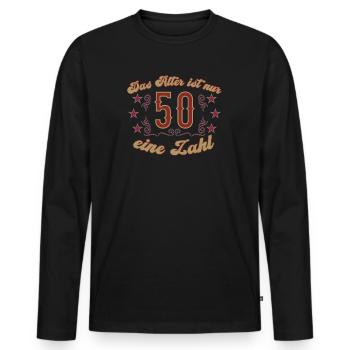50. Geburtstag Vintage nur eine Zahl - Männer Premium Bio Langarmshirt - Schwarz - Vorne - Nico (187cm)