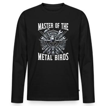 Mécanique aéronautique, ingénierie aéronautique - T-shirt manches longues Premium bio Homme - noir - Devant - Nico (187cm)
