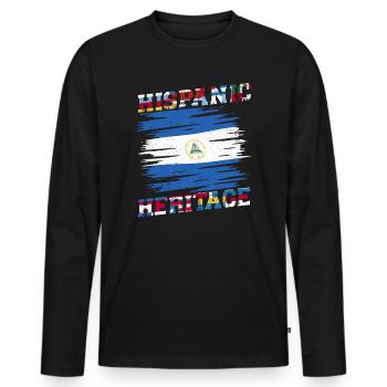Nationalité du pays du pavillon nicaraguayen - T-shirt manches longues Premium bio Homme - noir - Devant - Nico (187cm)