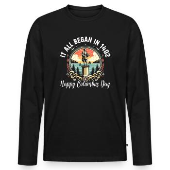 Columbus Day Amerika 1492 Usa Entdeckung - Männer Premium Bio Langarmshirt - Schwarz - Vorne - Nico (187cm)