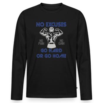 Fitness Gym No Excuses - Männer Premium Bio Langarmshirt - Schwarz - Vorne - Nico (187cm)