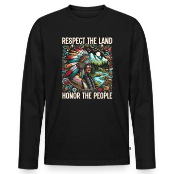 Indian Cherokee-Apache tribe - Men's Premium Organic Long Sleeve Shirt - black - Front - Nico (187cm)