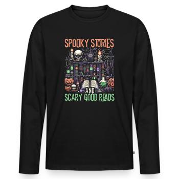 Livres amusants sur les costumes d'Halloween - T-shirt manches longues Premium bio Homme - noir - Devant - Nico (187cm)