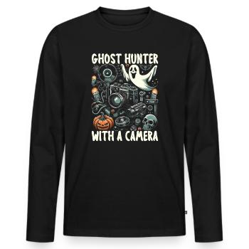 Photographie drôle de caméraman de costume d'Halloween - T-shirt manches longues Premium bio Homme - noir - Devant - Nico (187cm)