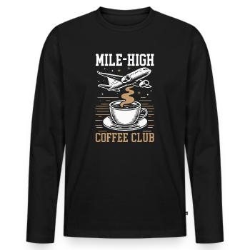 Hôtesse de l'air, hôtesse de l'air, tour en avion, aviation - T-shirt manches longues Premium bio Homme - noir - Devant - Nico (187cm)