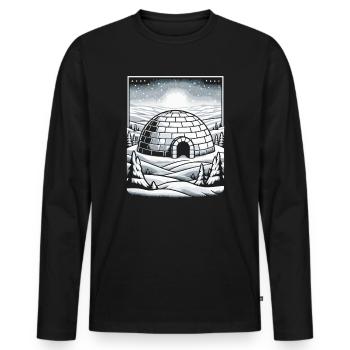 Igloo glace flocon de neige hiver - T-shirt manches longues Premium bio Homme - noir - Devant - Nico (187cm)