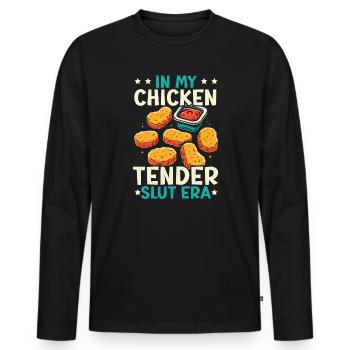 Chicken Nugget Food Lover Fast Food - Männer Premium Bio Langarmshirt - Schwarz - Vorne - Nico (187cm)