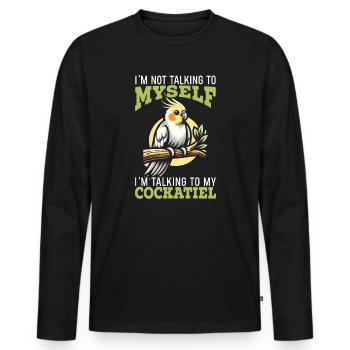 Perroquet amoureux de la calopsitte - T-shirt manches longues Premium bio Homme - noir - Devant - Nico (187cm)