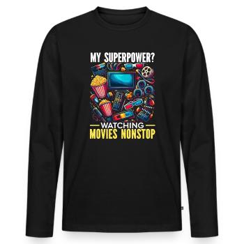 film cinéma amant popcorn film - T-shirt manches longues Premium bio Homme - noir - Devant - Nico (187cm)