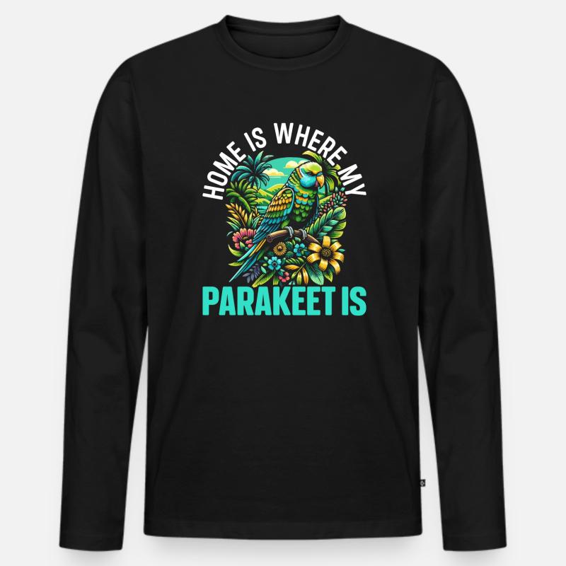 Wellensittich Vogel - Männer Premium Bio Langarmshirt - Schwarz