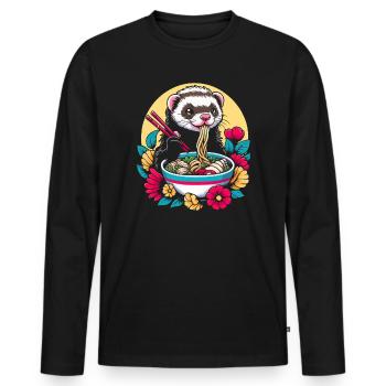 Drôle d’amant furet belette mammifère animal - T-shirt manches longues Premium bio Homme - noir - Devant - Nico (187cm)
