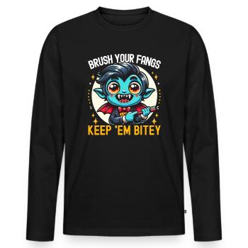 Drôle de dent de dentiste costume d’Halloween - T-shirt manches longues Premium bio Homme - noir - Devant - Nico (187cm)