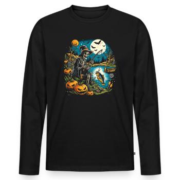 Lustiges Halloween Kostüm Fischer Angeler - Männer Premium Bio Langarmshirt - Schwarz - Vorne - Nico (187cm)