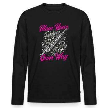 Flûtiste, flûtiste, musicien, - T-shirt manches longues Premium bio Homme - noir - Devant - Nico (187cm)