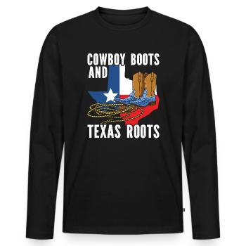 amateur de cow-boys, cavalier de rodéo western, - T-shirt manches longues Premium bio Homme - noir - Devant - Nico (187cm)