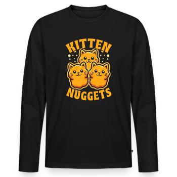 Pépite de poulet Chat de restauration rapide - T-shirt manches longues Premium bio Homme - noir - Devant - Nico (187cm)
