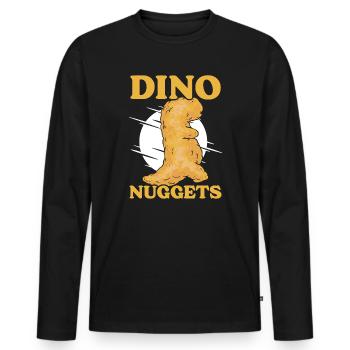 Pépite de poulet Dino de restauration rapide - T-shirt manches longues Premium bio Homme - noir - Devant - Nico (187cm)
