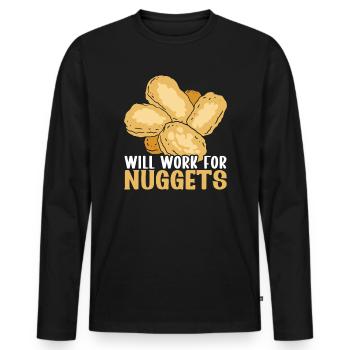 Chicken Nugget Fast Food - Männer Premium Bio Langarmshirt - Schwarz - Vorne - Nico (187cm)