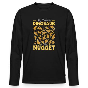 Pépite de poulet Dino de restauration rapide - T-shirt manches longues Premium bio Homme - noir - Devant - Nico (187cm)