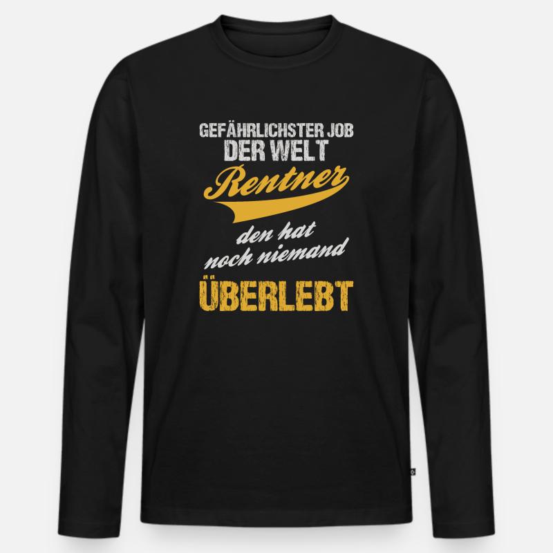 Rentner Rente lustiger Spruch - Männer Premium Bio Langarmshirt - Schwarz