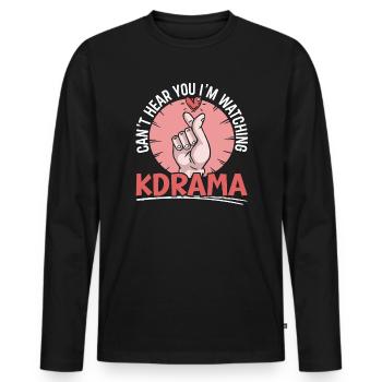 Drôle Kdrama Drame coréen K-drama - T-shirt manches longues Premium bio Homme - noir - Devant - Nico (187cm)