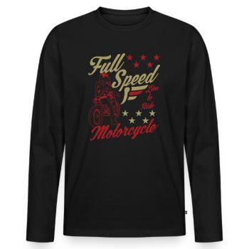 Motorrad Biker Full Speed Vintage - Männer Premium Bio Langarmshirt - Schwarz - Vorne - Nico (187cm)
