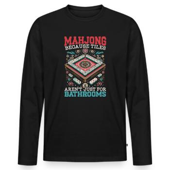Jeu de casino Mahjong Player Mahjongg Chinois - T-shirt manches longues Premium bio Homme - noir - Devant - Nico (187cm)