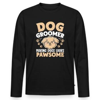 Toiletteur pour chiens, soins pour animaux de compagnie pour poils de chien, - T-shirt manches longues Premium bio Homme - noir - Devant - Nico (187cm)