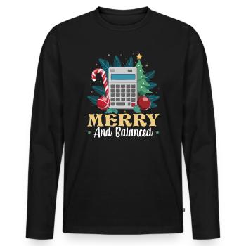 Comptable drôle Père Noël Contrôleur - T-shirt manches longues Premium bio Homme - noir - Devant - Nico (187cm)
