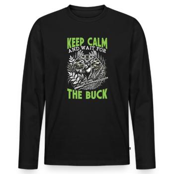 Saison de chasse au cerf Chasseurs de cerfs Chasseurs d’animaux - T-shirt manches longues Premium bio Homme - noir - Devant - Nico (187cm)