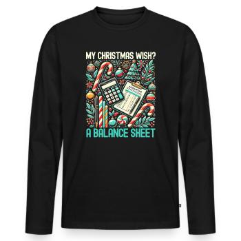 Père Noël comptable de Noël drôle - T-shirt manches longues Premium bio Homme - noir - Devant - Nico (187cm)