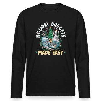 Père Noël comptable de Noël drôle - T-shirt manches longues Premium bio Homme - noir - Devant - Nico (187cm)