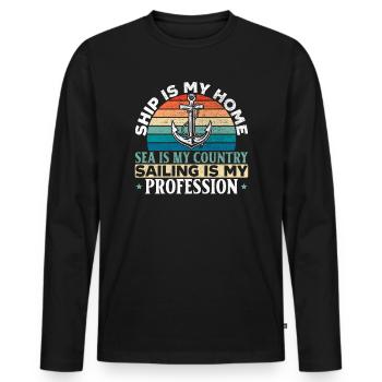 Métier de marin Matelot Voile en mer - T-shirt manches longues Premium bio Homme - noir - Devant - Nico (187cm)