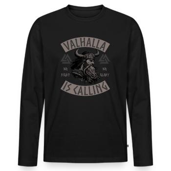 Wikinger Valhalla is Calling Nordisch - Männer Premium Bio Langarmshirt - Schwarz - Vorne - Nico (187cm)