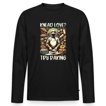 Lustiger Backliebhaber Bäcker Bäckereibesitzer - Männer Premium Bio Langarmshirt - Schwarz - Vorne - Nico (187cm)