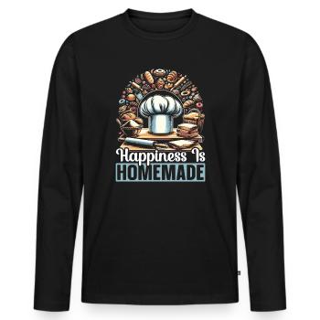 Drôle d’amateur de pâtisserie, boulanger, propriétaire de boulangerie, - T-shirt manches longues Premium bio Homme - noir - Devant - Nico (187cm)
