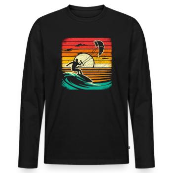 Kitesurf Kiteboarding Sports nautiques Kitesurfer - T-shirt manches longues Premium bio Homme - noir - Devant - Nico (187cm)