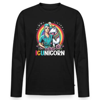 nurse in intensive care, - Men's Premium Organic Long Sleeve Shirt - black - Front - Nico (187cm)
