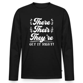 Grammatik, Polizei, Englischlehrer, - Männer Premium Bio Langarmshirt - Schwarz - Vorne - Nico (187cm)