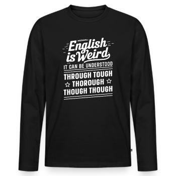 Grammatik, Polizei, Englischlehrer, - Männer Premium Bio Langarmshirt - Schwarz - Vorne - Nico (187cm)